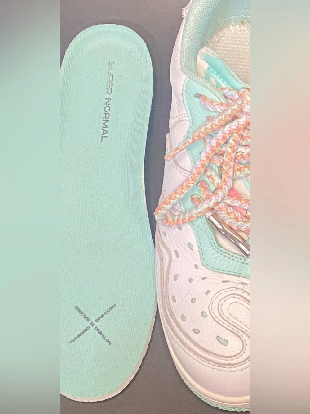 MSCHF Super Normal Sneakers – White/mint Men’s Size 7 / Women’s Size 8.5